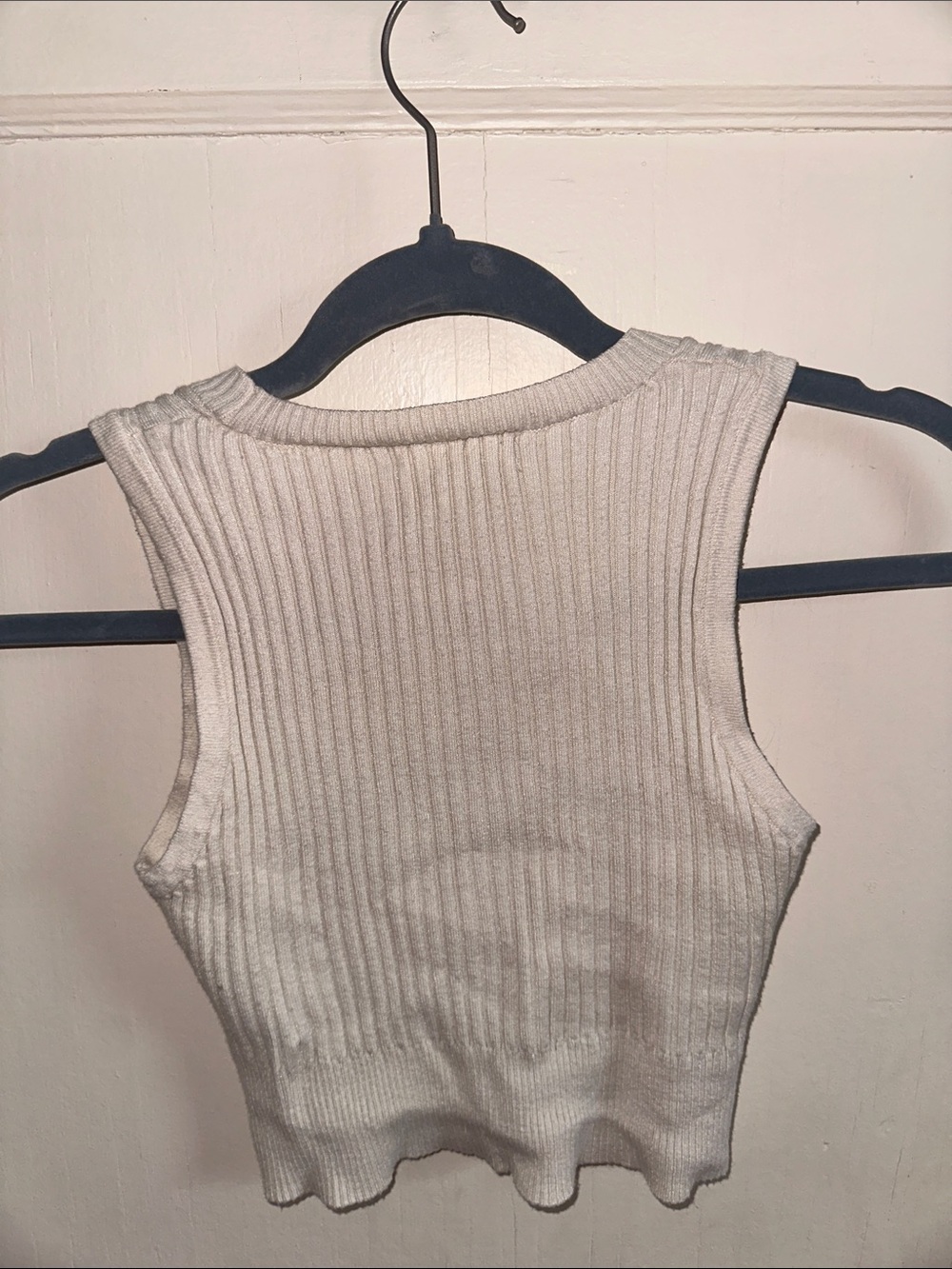 Cropped Cream Ribbed Knit Tank - Picture 3 of 4